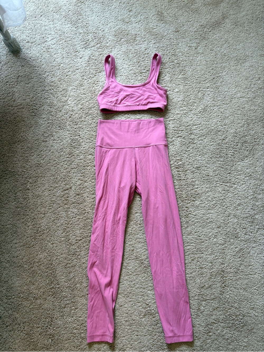Aritzia golden pink workout set butter material